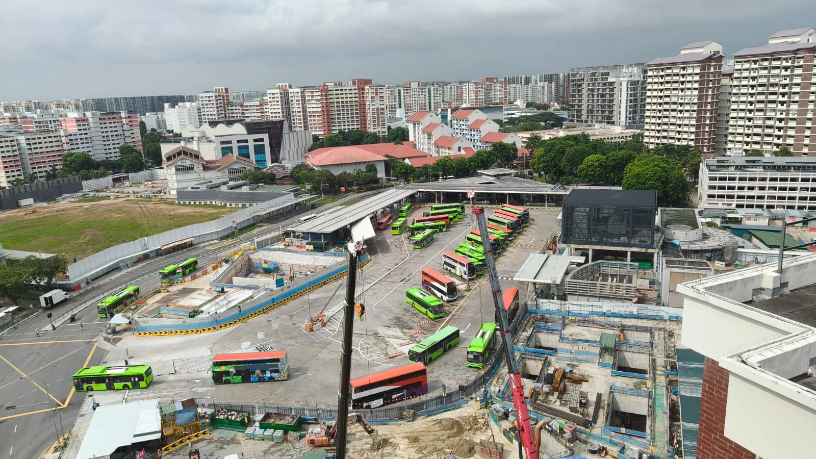 Existing Hougang bus interchange and surrounding buildings